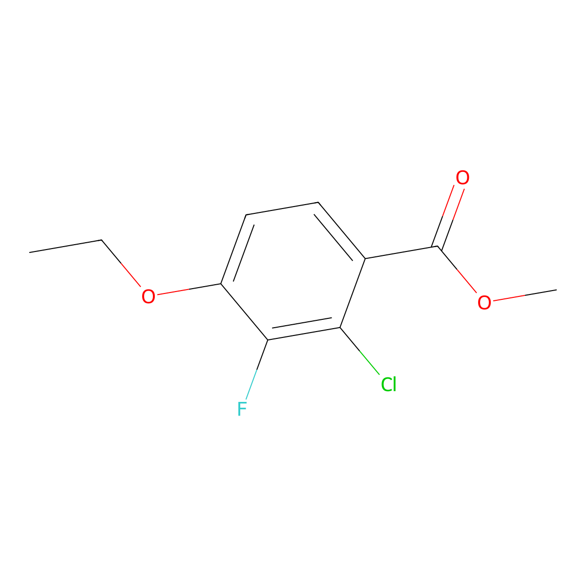 Methyl 2-chloro-4-ethoxy-3-fluorobenzoate molecular structure, CAS 2385083-62-3