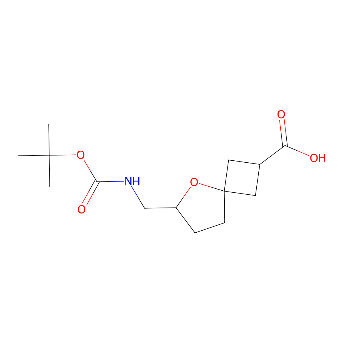 6-({[(tert-butoxy)carbonyl]amino}methyl)-5-oxaspiro[3.4]octane-2-carboxylicacid,Mixtureofdiastereomers molecular structure, CAS 2385087-00-1