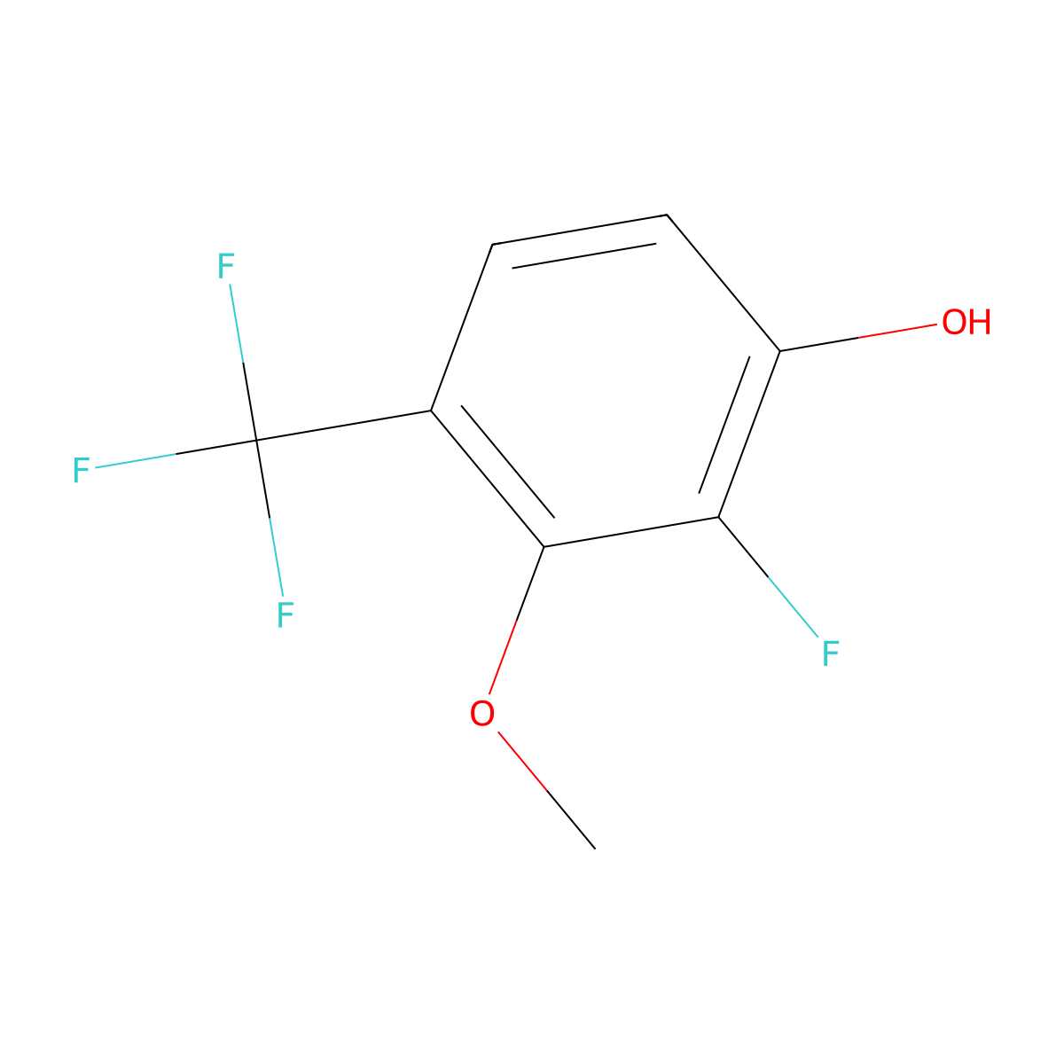 2-Fluoro-3-methoxy-4-(trifluoromethyl)phenol molecular structure, CAS 2385089-75-6