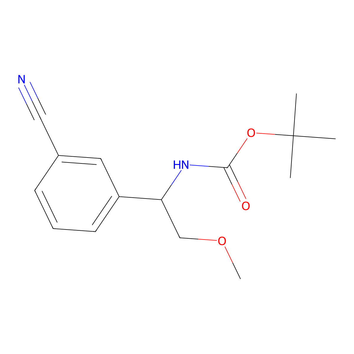 tert-butyl N-[1-(3-cyanophenyl)-2-methoxyethyl]carbamate molecular structure, CAS 2385092-53-3