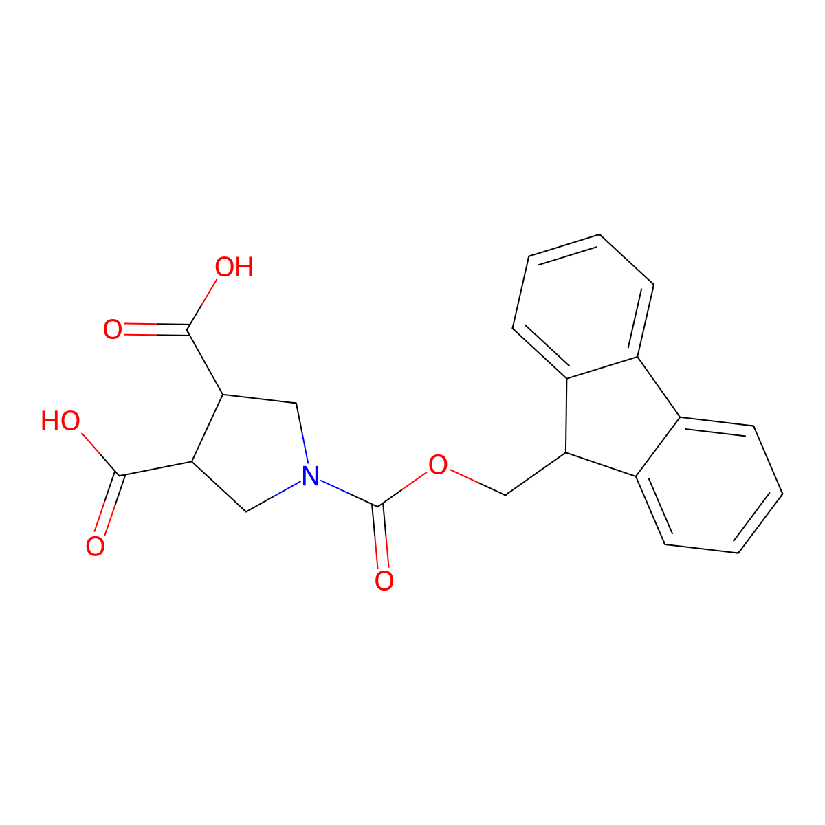 1-{[(9H-fluoren-9-yl)methoxy]carbonyl}pyrrolidine-3,4-dicarboxylic acid molecular structure, CAS 2385094-07-3