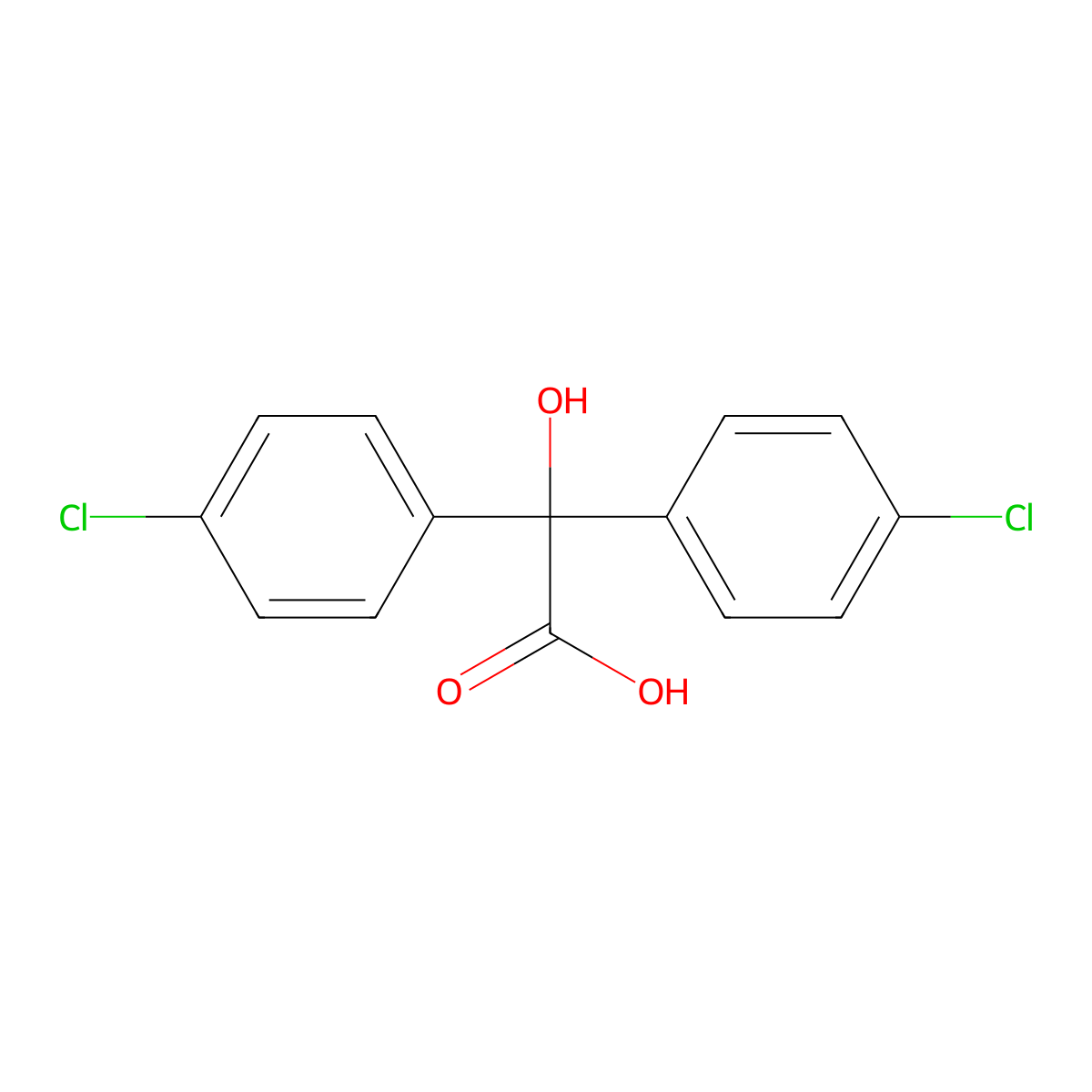 4-Chloro-alpha-(4-chlorophenyl)-alpha-hydroxybenzeneacetic acid molecular structure, CAS 23851-46-9