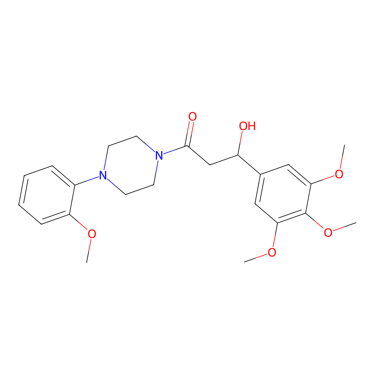 3-Hydroxy-1-(4-(2-methoxyphenyl)-1-piperazinyl)-3-(3,4,5-trimethoxyphenyl)-1-propanone molecular structure, CAS 23851-98-1