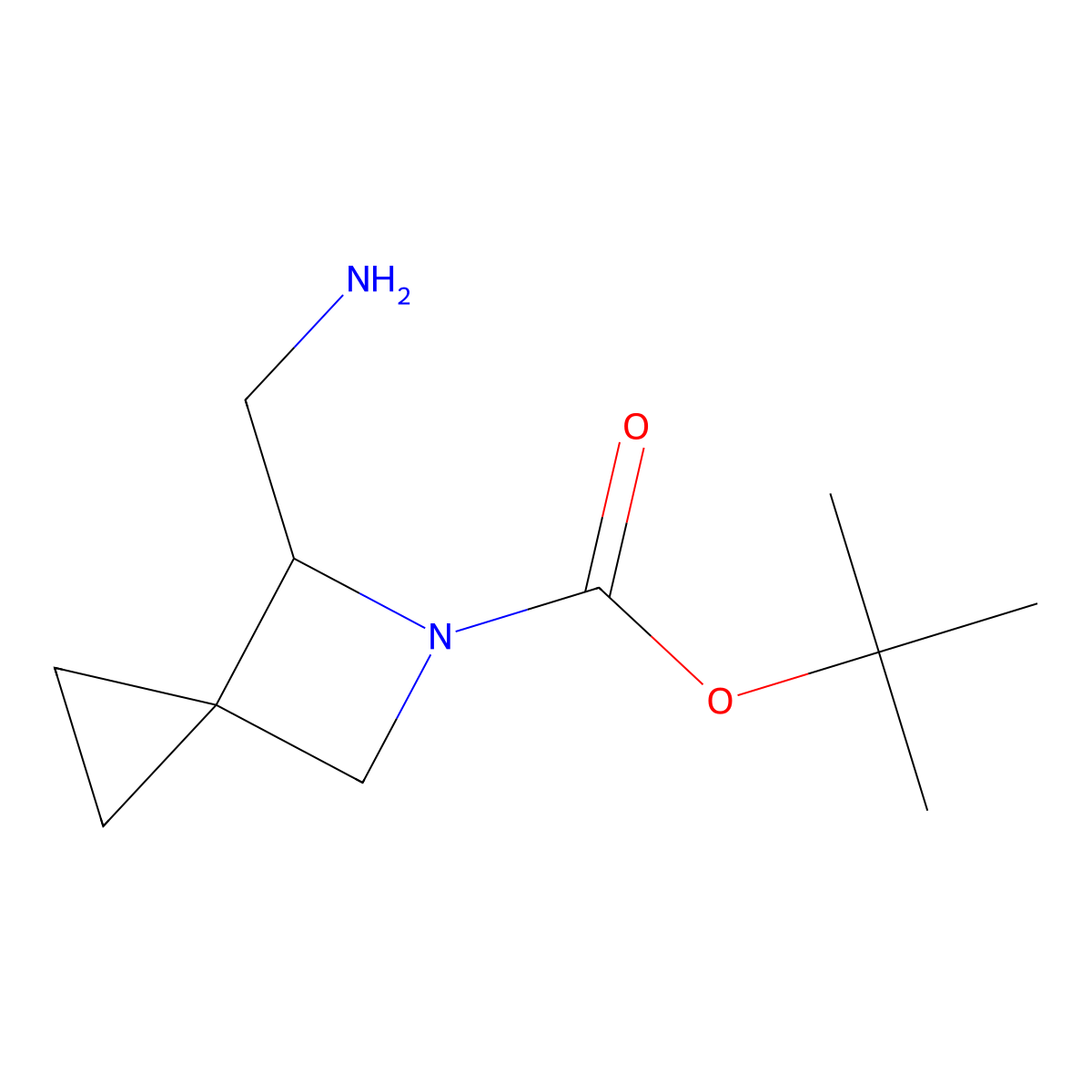Tert-butyl 4-(aminomethyl)-5-azaspiro[2.3]hexane-5-carboxylate molecular structure, CAS 2385100-75-2