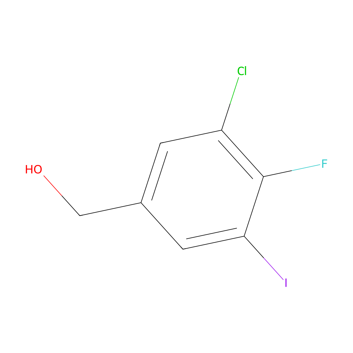 (3-Chloro-4-fluoro-5-iodophenyl)methanol molecular structure, CAS 2385117-52-0