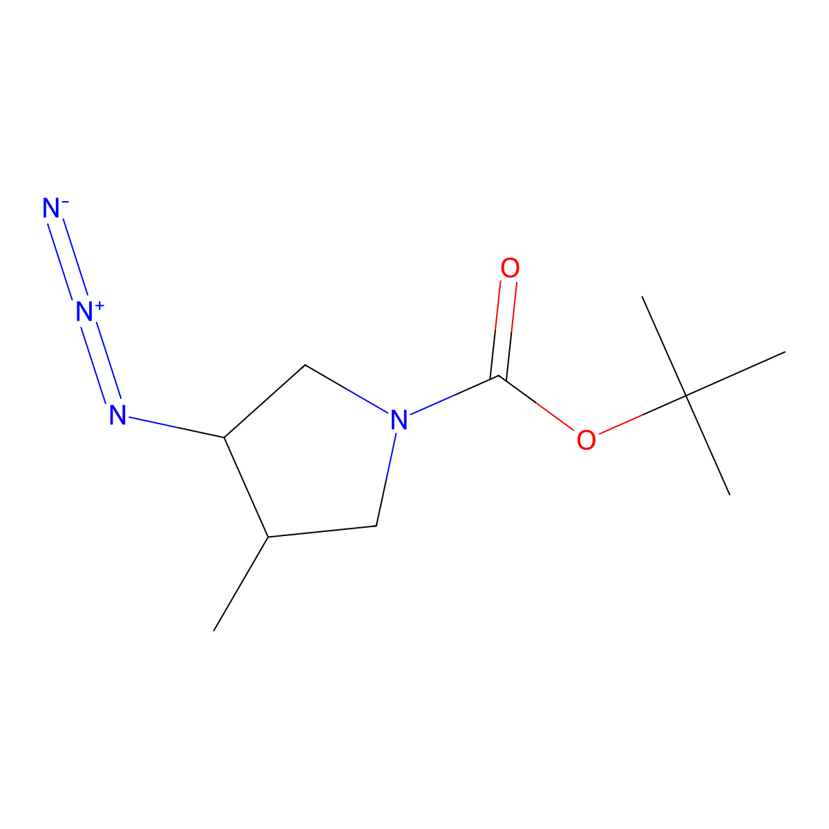 Tert-butyl 3-azido-4-methylpyrrolidine-1-carboxylate molecular structure, CAS 2385118-29-4