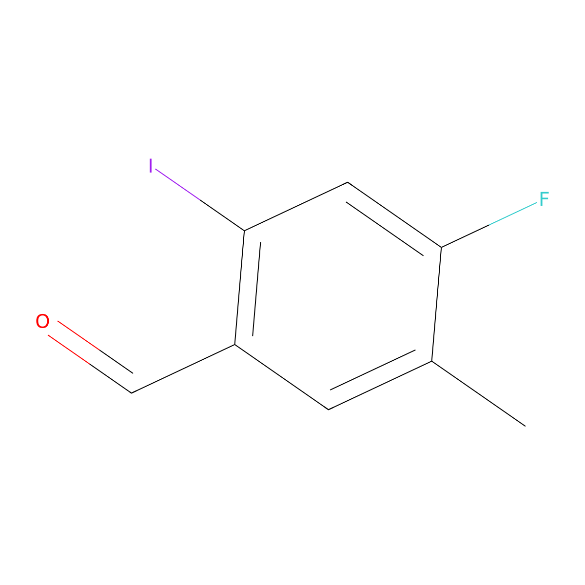 4-Fluoro-2-iodo-5-methylbenzaldehyde molecular structure, CAS 2385123-35-1