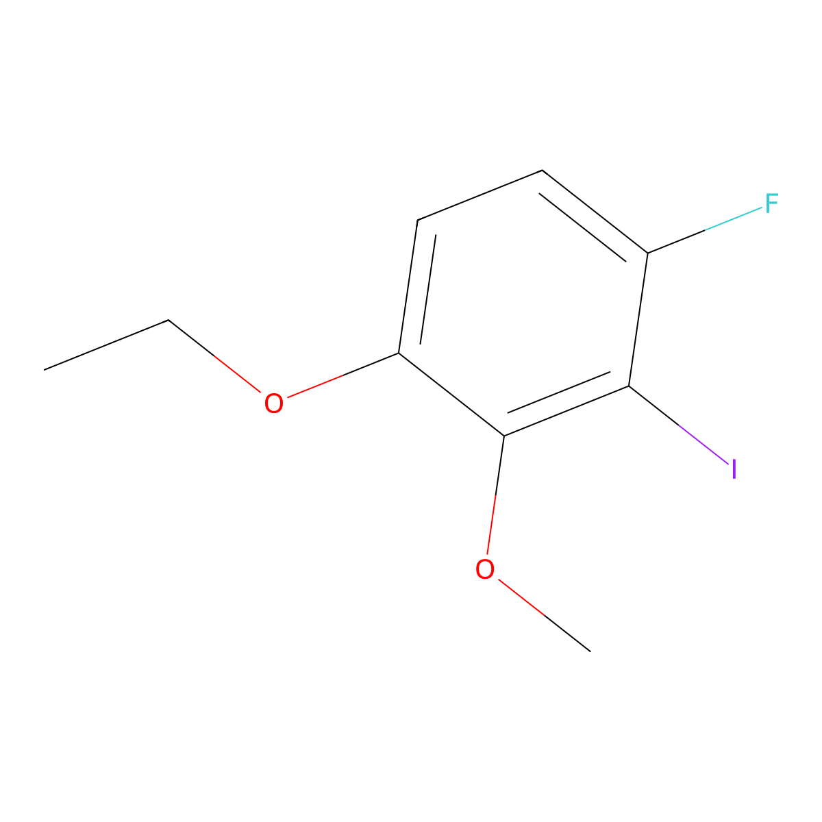 1-Ethoxy-4-fluoro-3-iodo-2-methoxybenzene molecular structure, CAS 2385125-96-0
