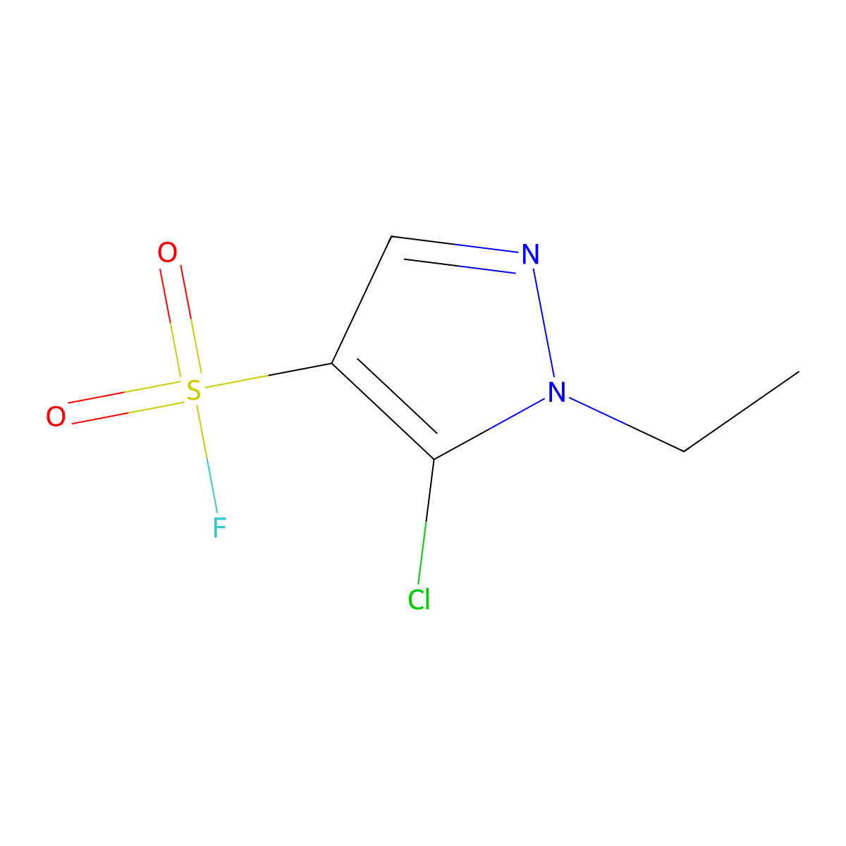 5-chloro-1-ethyl-1H-pyrazole-4-sulfonyl fluoride molecular structure, CAS 2385129-44-0