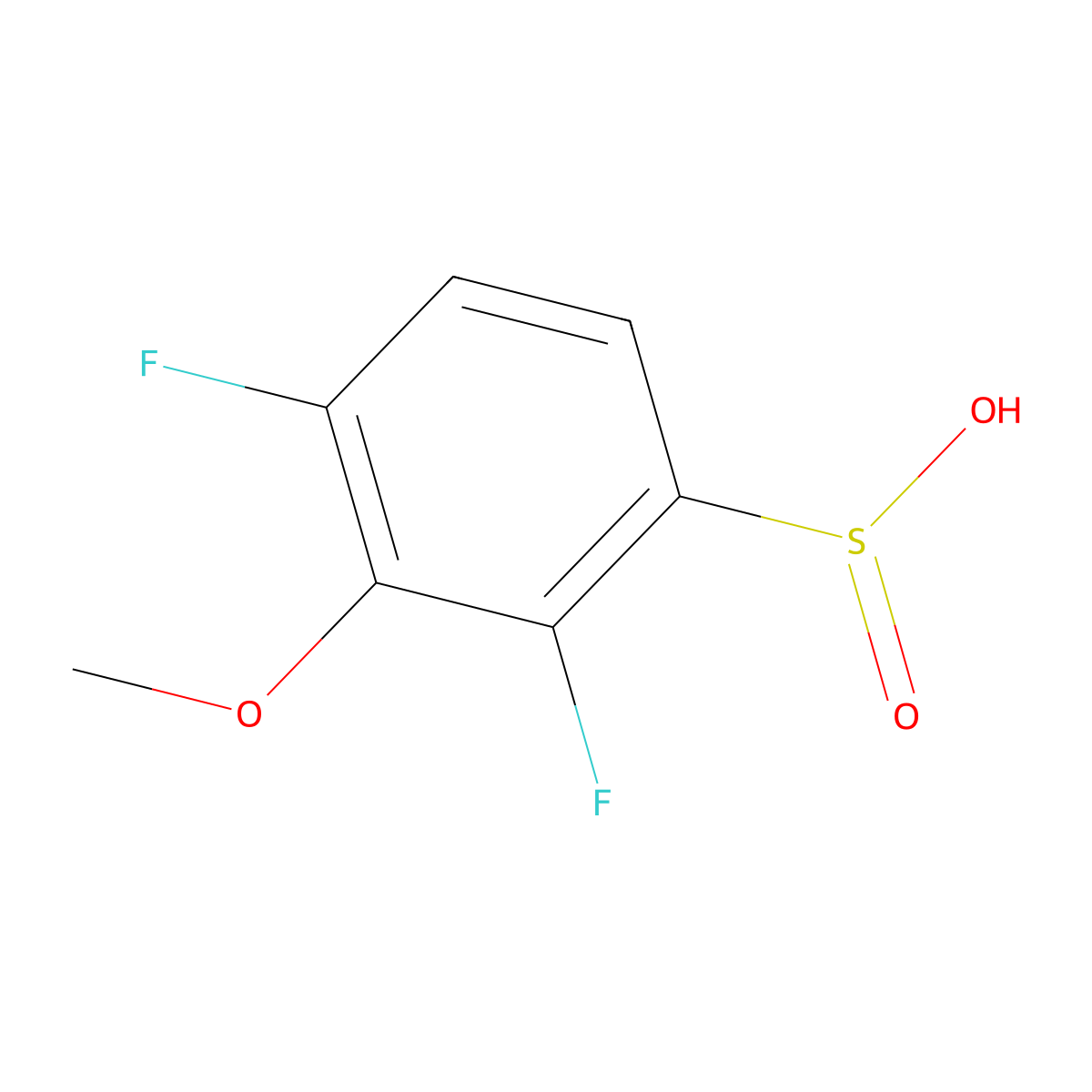 2,4-Difluoro-3-methoxybenzene-1-sulfinic acid molecular structure, CAS 2385137-31-3