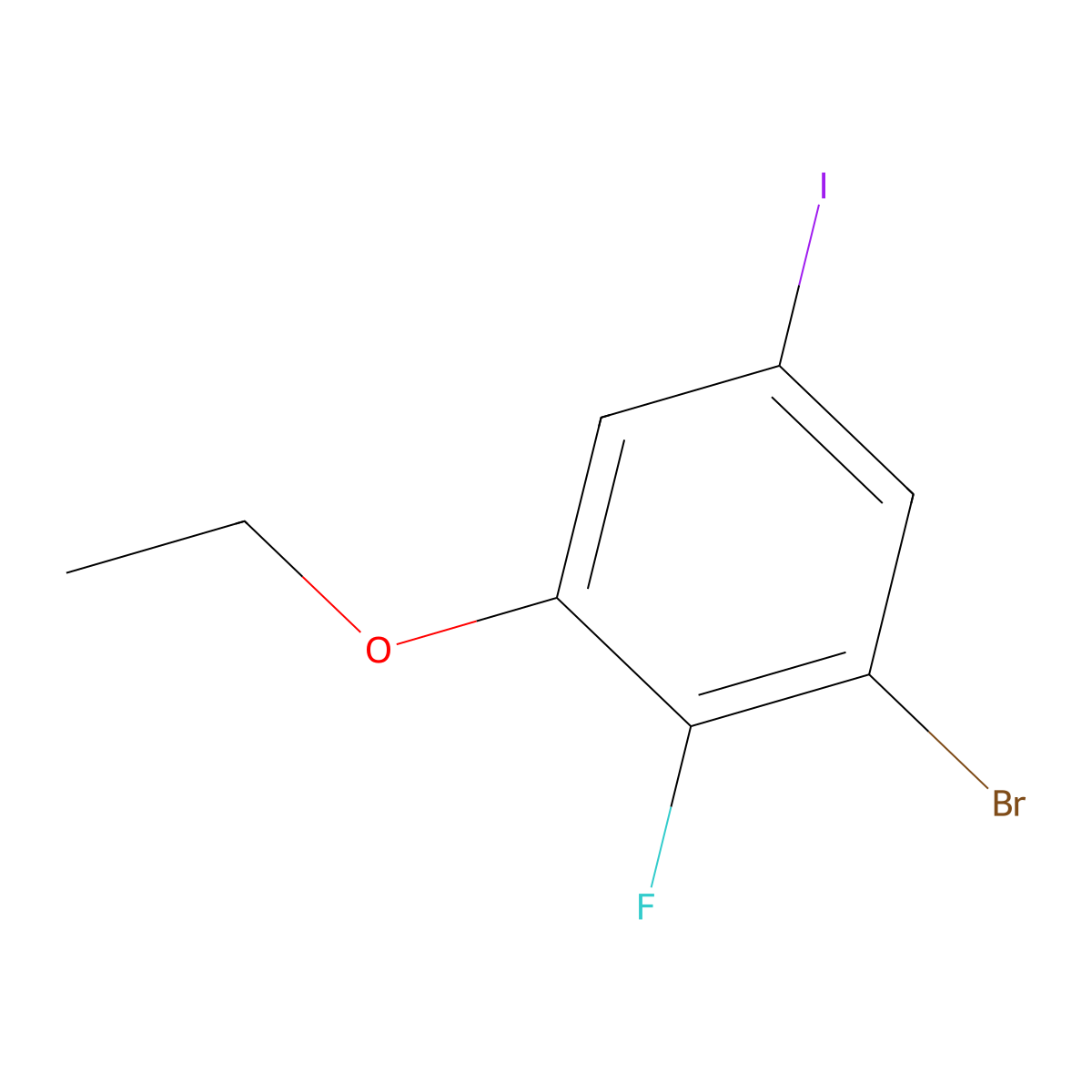 1-Bromo-3-ethoxy-2-fluoro-5-iodobenzene molecular structure, CAS 2385139-53-5