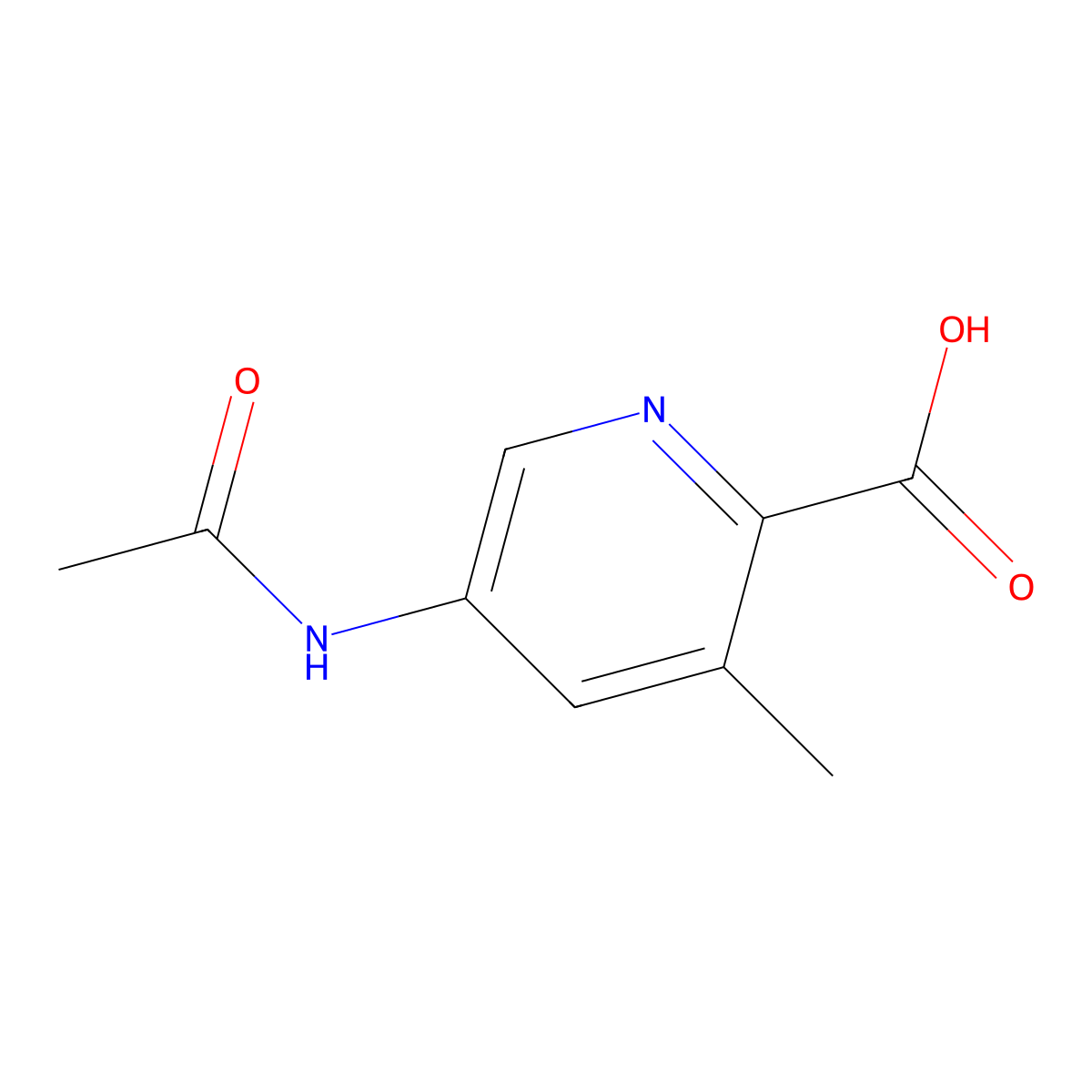 5-Acetamido-3-methylpyridine-2-carboxylic acid molecular structure, CAS 2385144-14-7