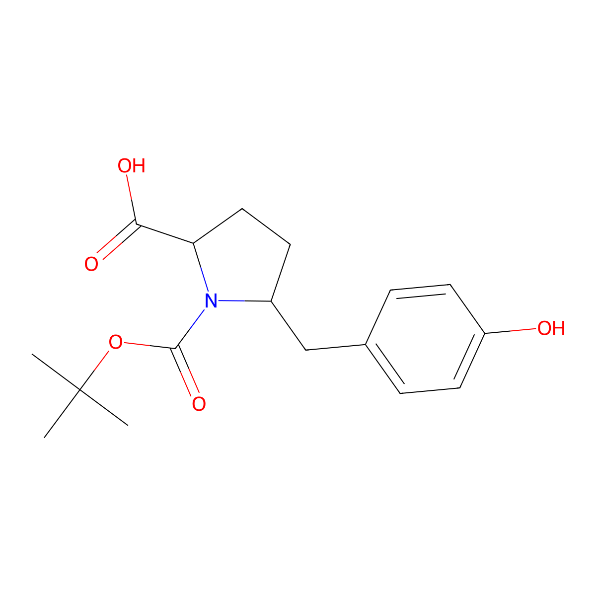 1-[(Tert-butoxy)carbonyl]-5-[(4-hydroxyphenyl)methyl]pyrrolidine-2-carboxylic acid molecular structure, CAS 2385163-83-5