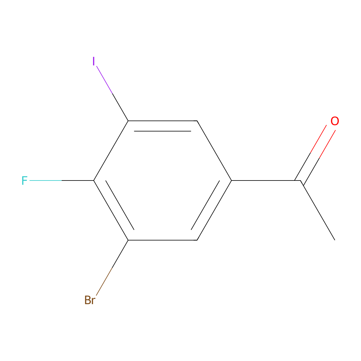 1-(3-Bromo-4-fluoro-5-iodophenyl)ethanone molecular structure, CAS 2385165-72-8