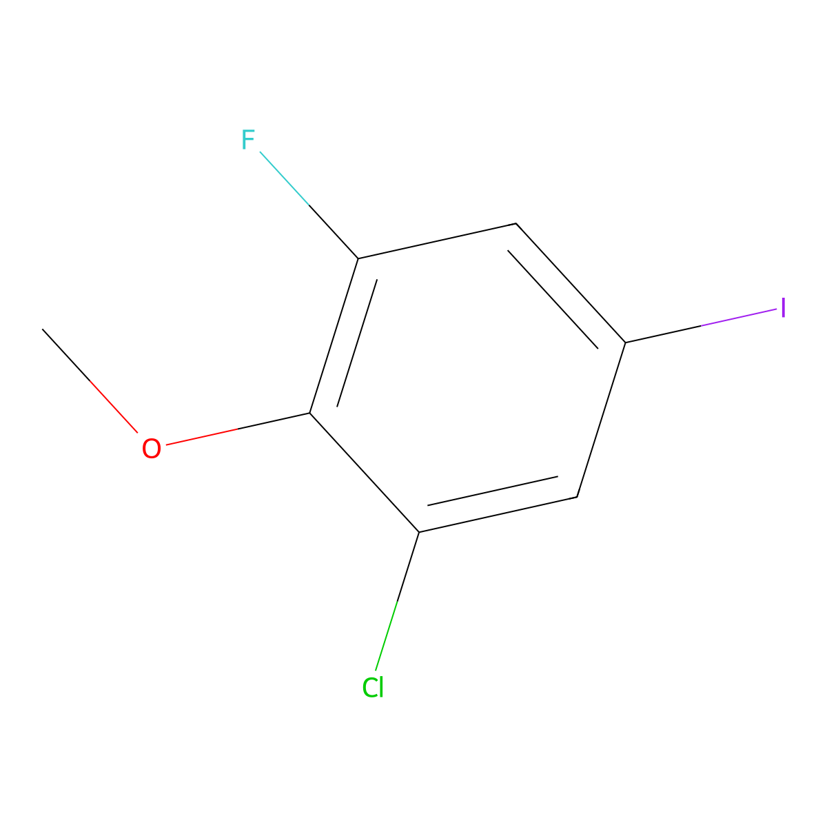 1-Chloro-3-fluoro-5-iodo-2-methoxybenzene molecular structure, CAS 2385166-39-0