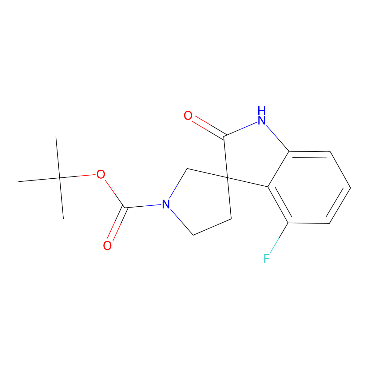 tert-Butyl 4-fluoro-2-oxospiro[indoline-3,3'-pyrrolidine]-1'-carboxylate molecular structure, CAS 2385166-82-3