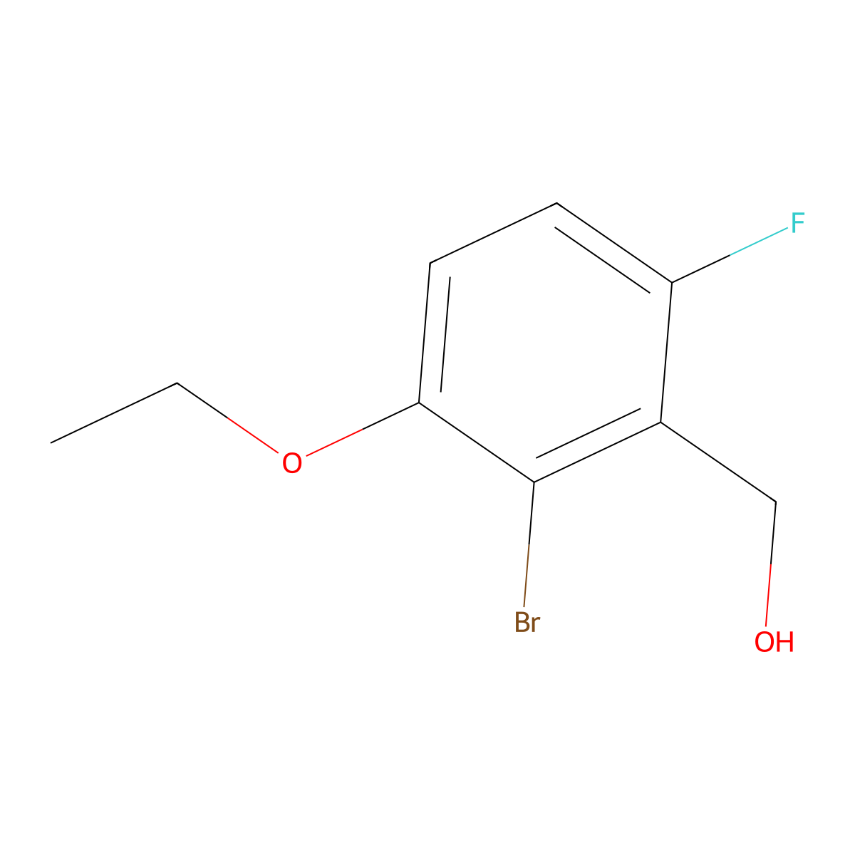 (2-Bromo-3-ethoxy-6-fluorophenyl)methanol molecular structure, CAS 2385171-44-6