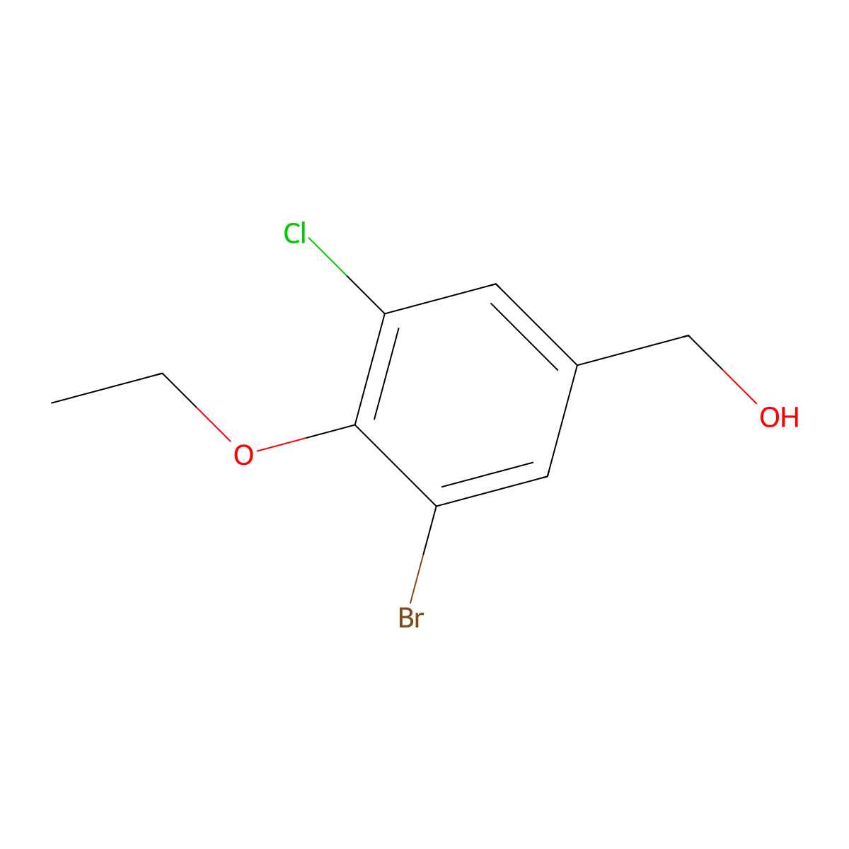 (3-Bromo-5-chloro-4-ethoxyphenyl)methanol molecular structure, CAS 2385171-68-4