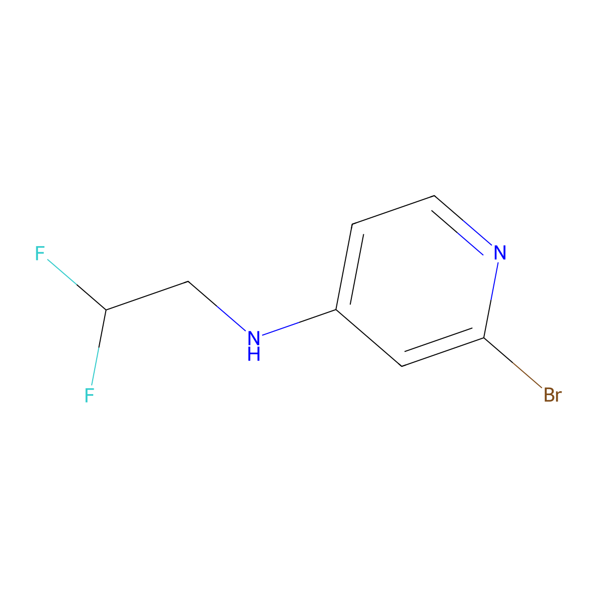 2-Bromo-N-4-amino-(2,2-difluoroethyl)pyridine molecular structure, CAS 2385172-78-9