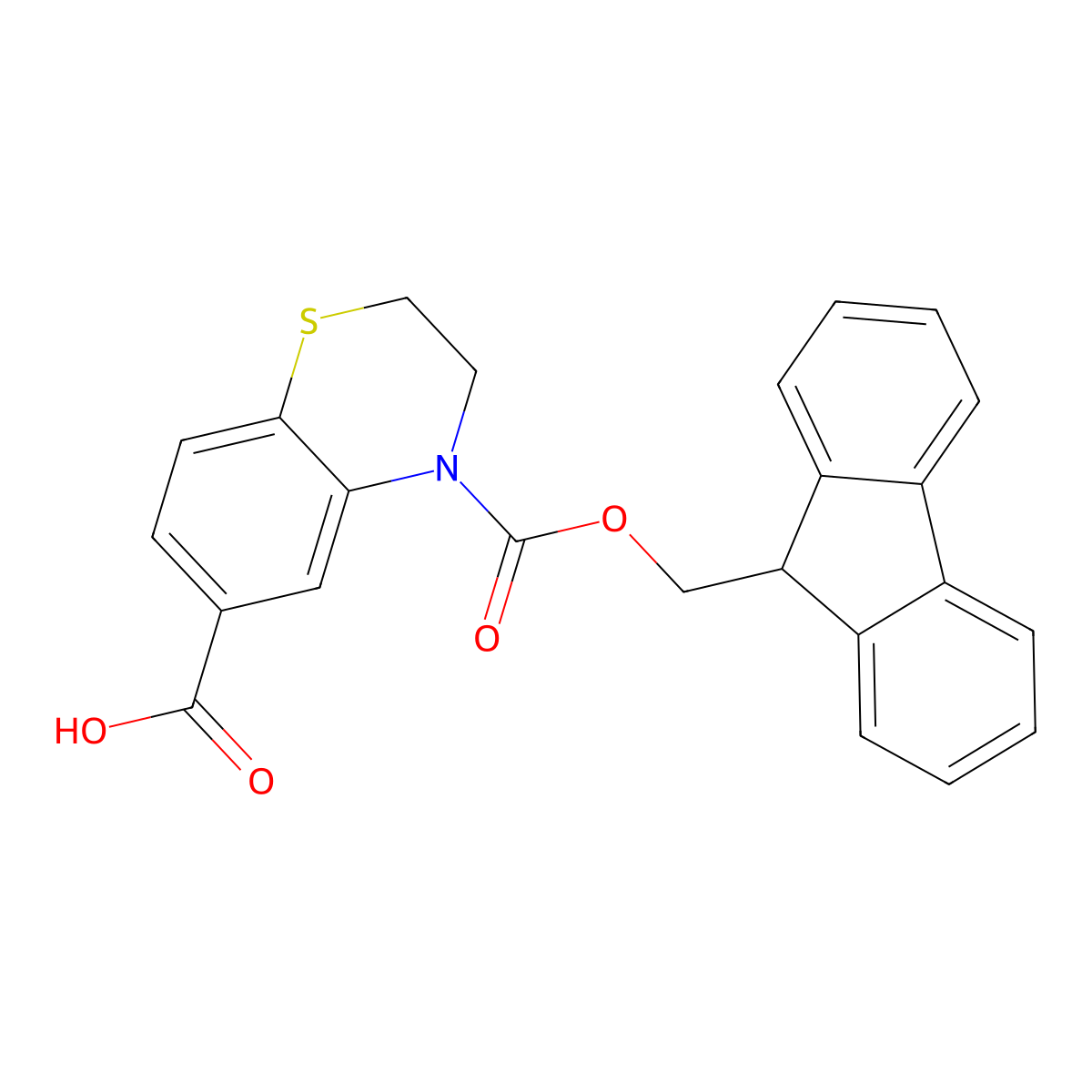 4-{[(9H-fluoren-9-yl)methoxy]carbonyl}-3,4-dihydro-2H-1,4-benzothiazine-6-carboxylic acid molecular structure, CAS 2385177-72-8