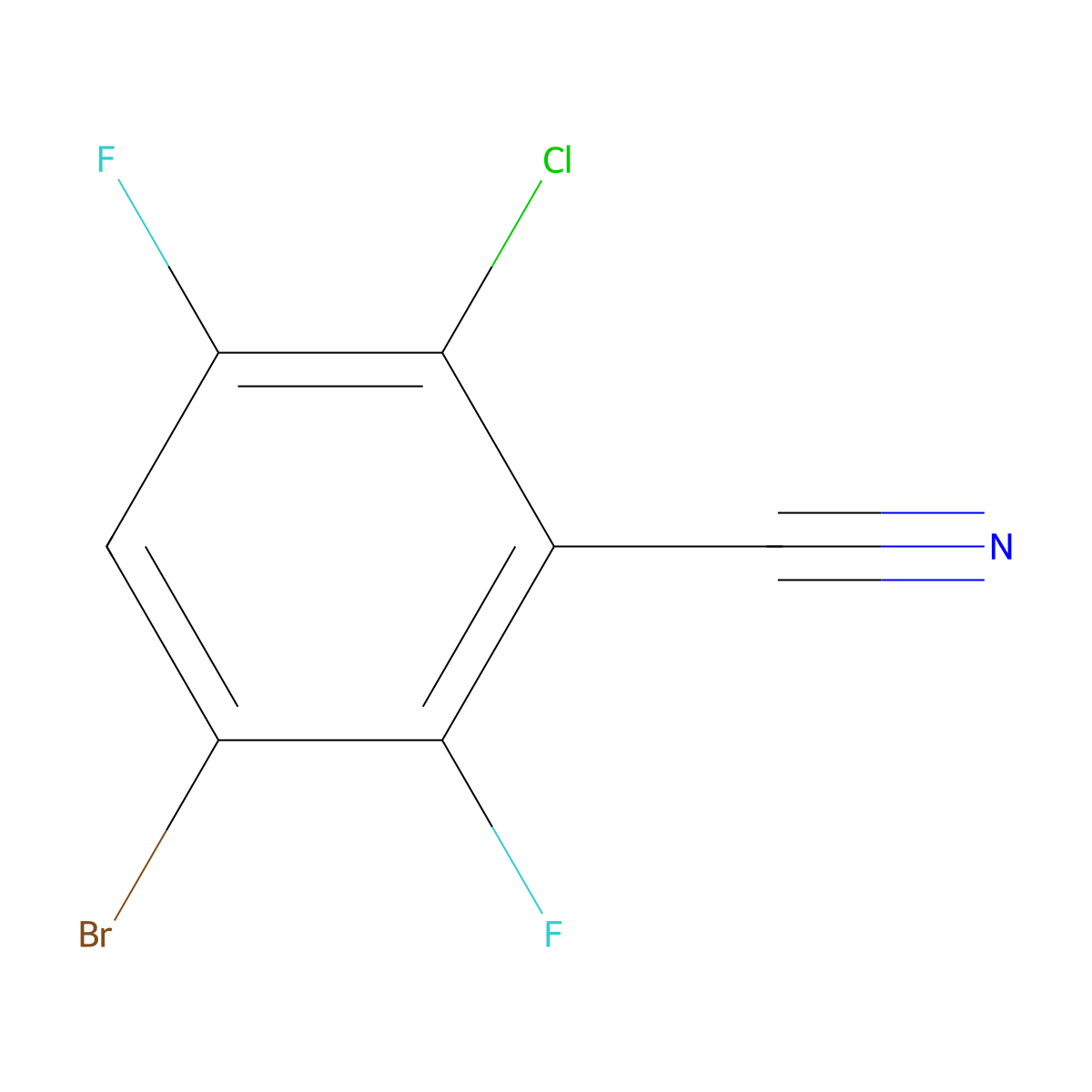 3-Bromo-6-chloro-2,5-difluorobenzonitrile molecular structure, CAS 2385179-99-5