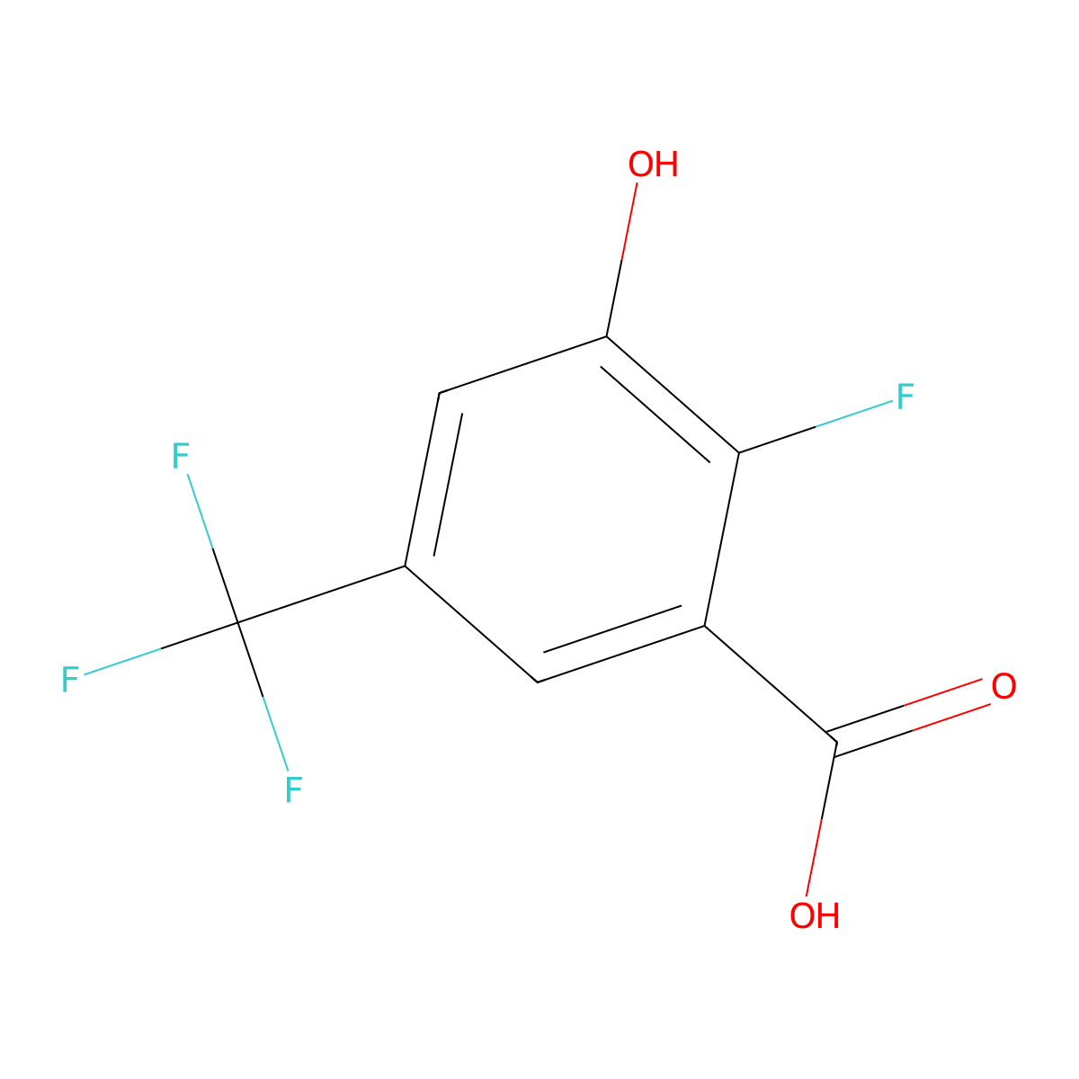 2-Fluoro-3-hydroxy-5-(trifluoromethyl)benzoic acid molecular structure, CAS 2385182-28-3