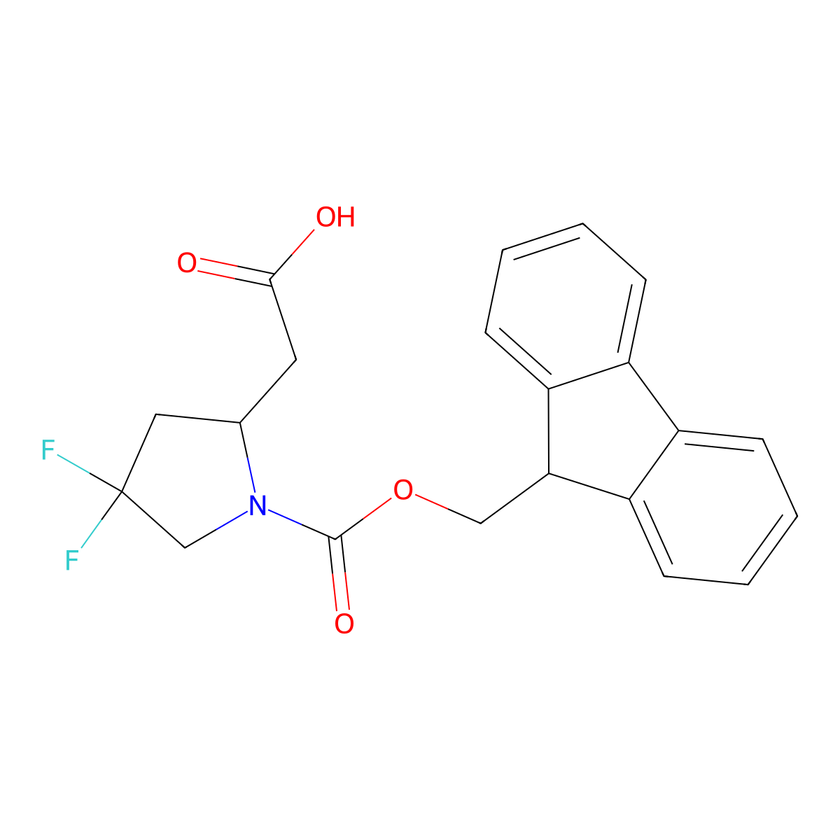 2-(1-{[(9H-fluoren-9-yl)methoxy]carbonyl}-4,4-difluoropyrrolidin-2-yl)acetic acid molecular structure, CAS 2385183-22-0