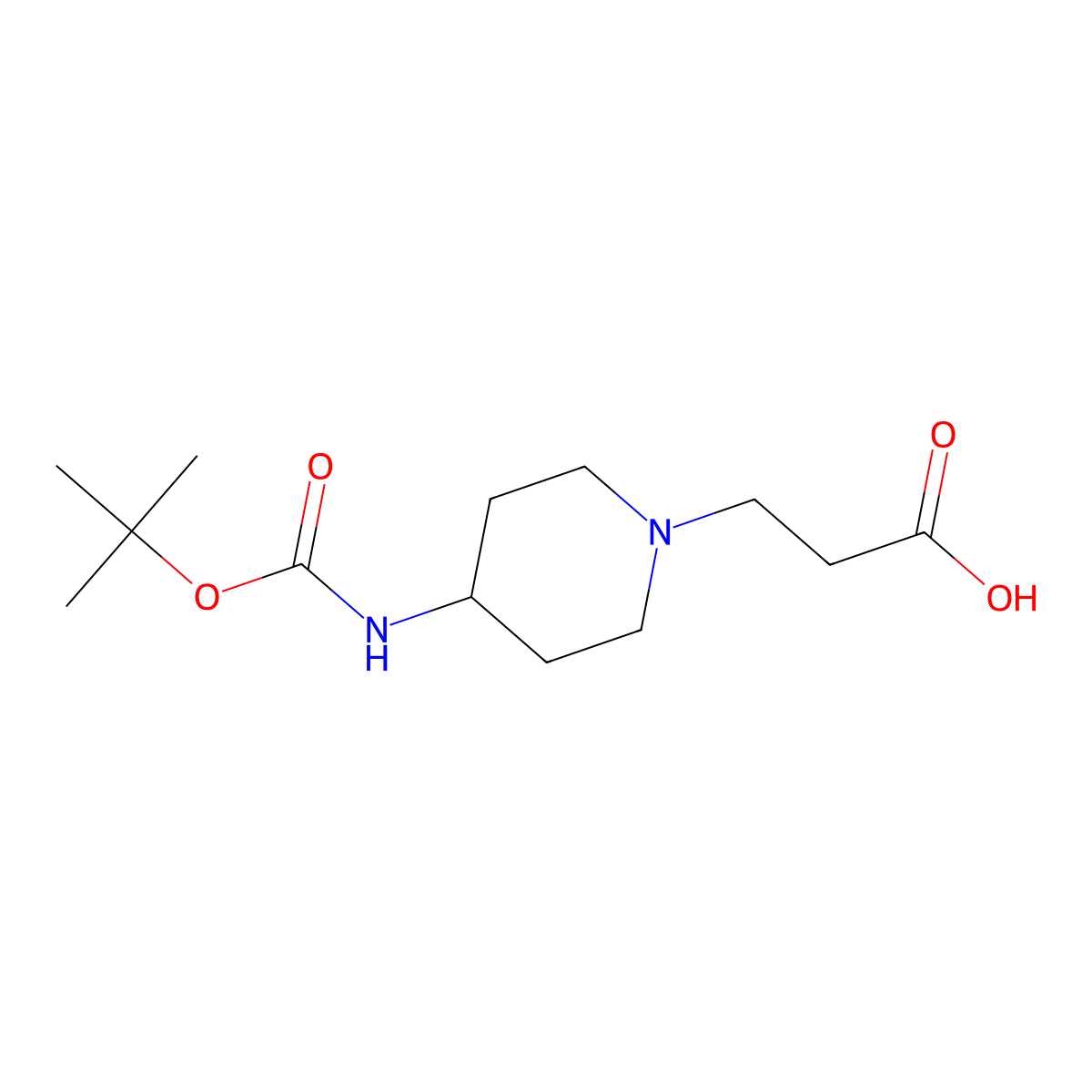 3-(4-((Tert-butoxycarbonyl)amino)piperidin-1-YL)propanoic acid molecular structure, CAS 2385189-09-1