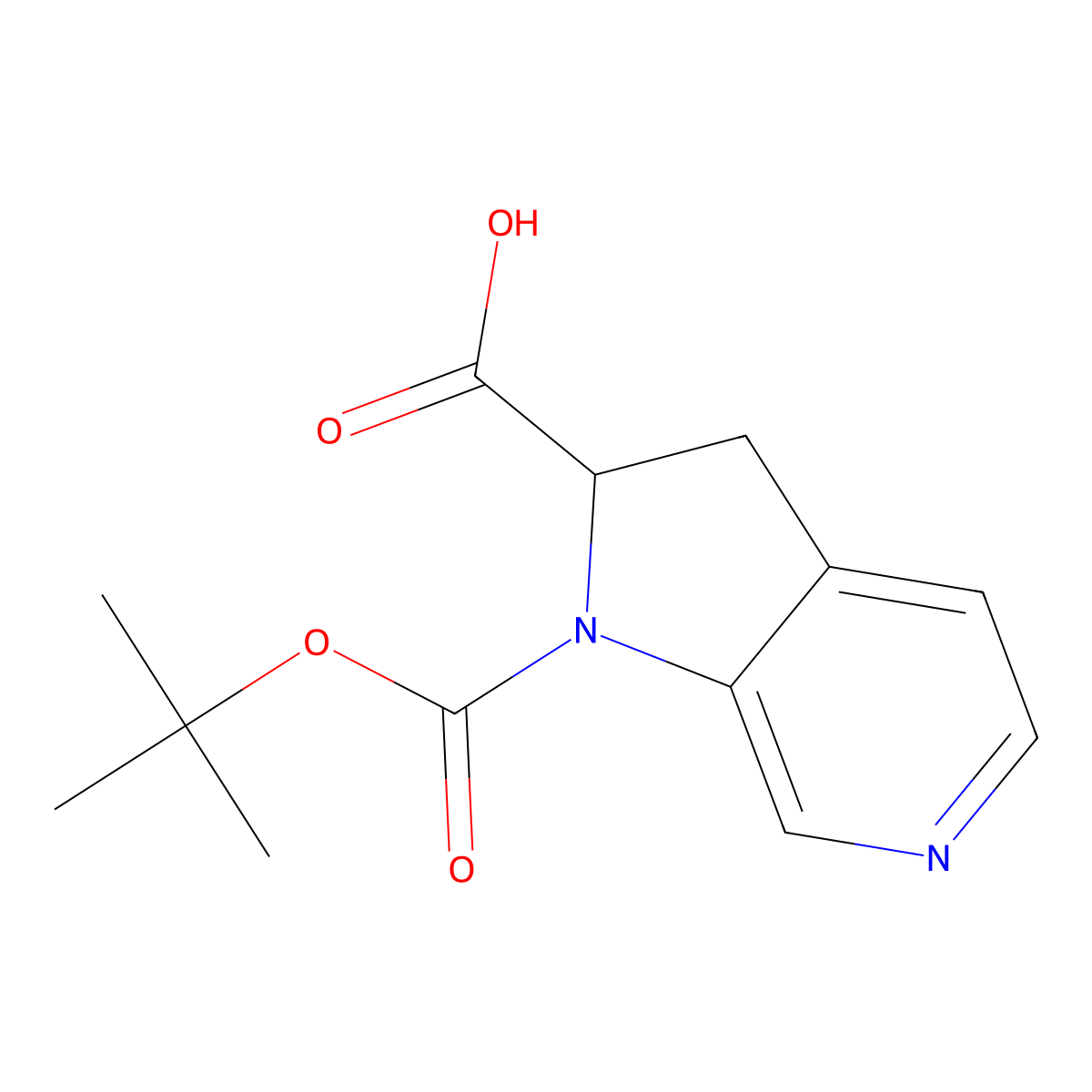 1-[(tert-butoxy)carbonyl]-1H,2H,3H-pyrrolo[2,3-c]pyridine-2-carboxylic acid molecular structure, CAS 2385190-95-2