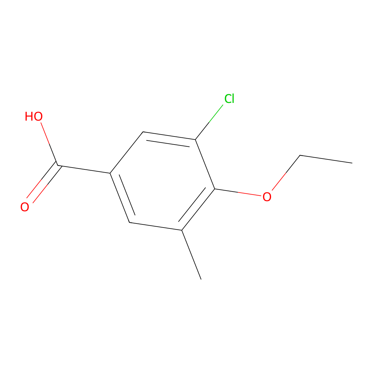 3-Chloro-4-ethoxy-5-methylbenzoic acid molecular structure, CAS 2385198-46-7