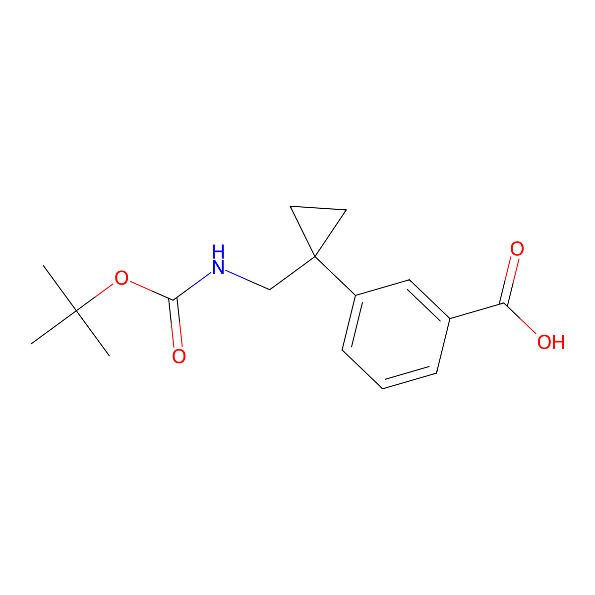 3-[1-({[(Tert-butoxy)carbonyl]amino}methyl)cyclopropyl]benzoic acid molecular structure, CAS 2385203-07-4