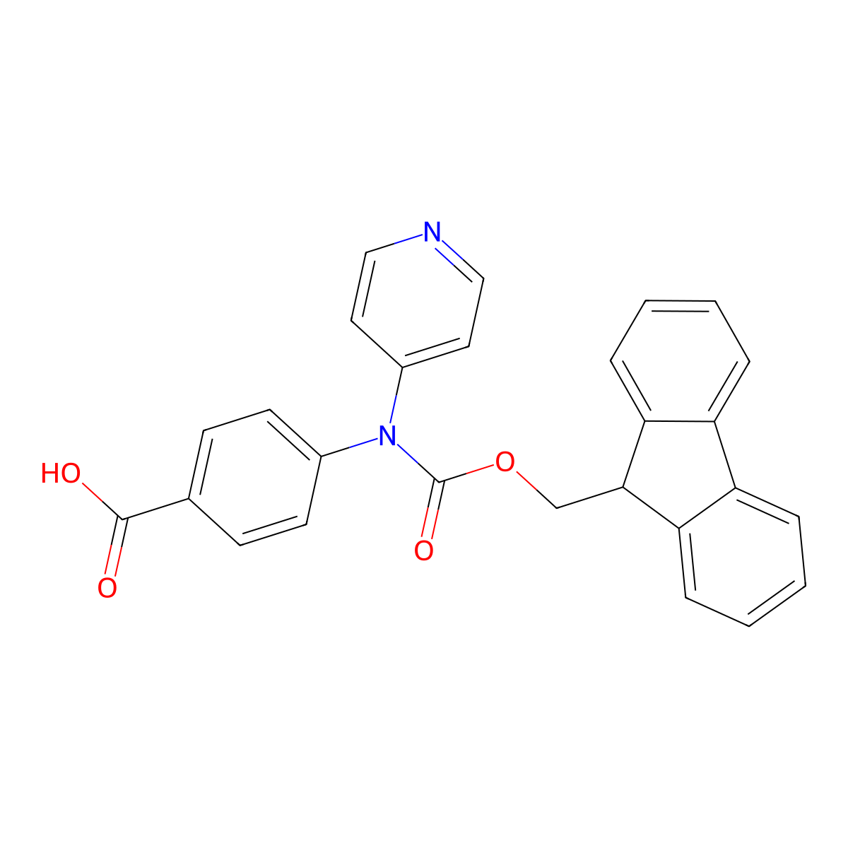 4-({[(9H-fluoren-9-yl)methoxy]carbonyl}(pyridin-4-yl)amino)benzoic acid molecular structure, CAS 2385205-61-6