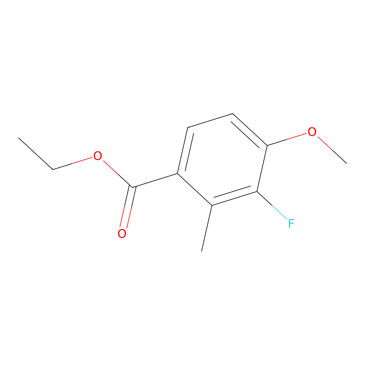 Ethyl 3-fluoro-4-methoxy-2-methylbenzoate molecular structure, CAS 2385206-80-2