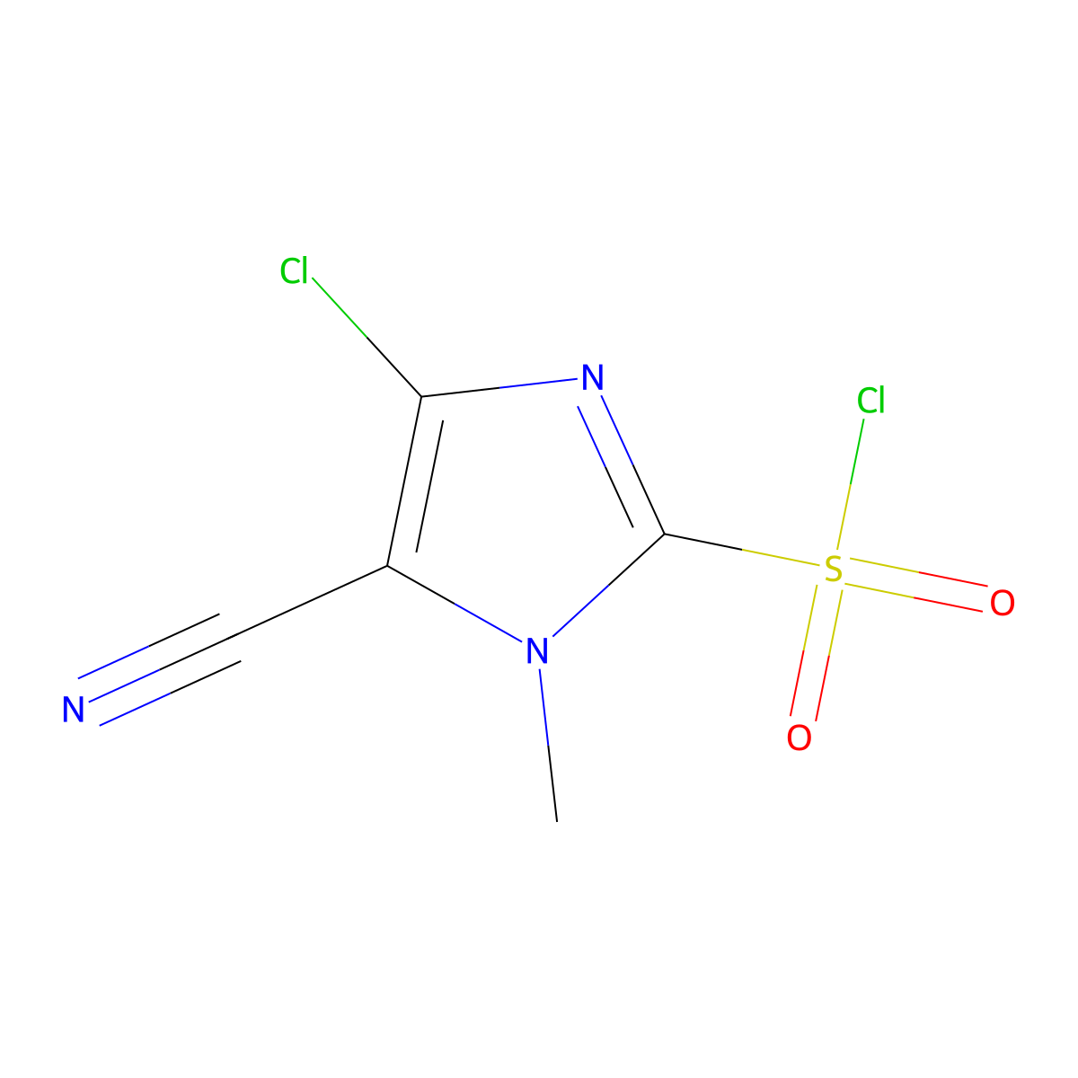 4-chloro-5-cyano-1-methyl-1H-imidazole-2-sulfonyl chloride molecular structure, CAS 2385214-13-9