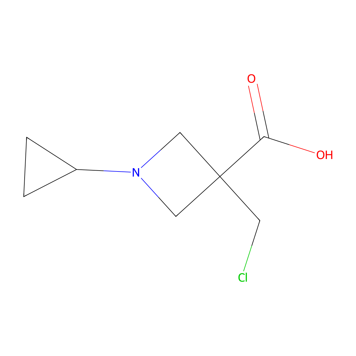 3-(Chloromethyl)-1-cyclopropylazetidine-3-carboxylic acid molecular structure, CAS 2385220-72-2