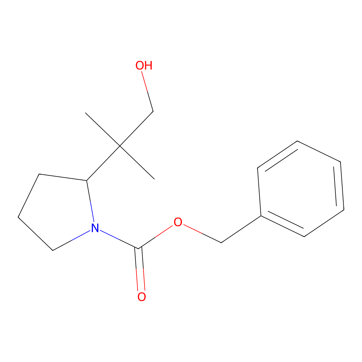 Benzyl 2-(1-hydroxy-2-methylpropan-2-yl)pyrrolidine-1-carboxylate molecular structure, CAS 2385225-17-0