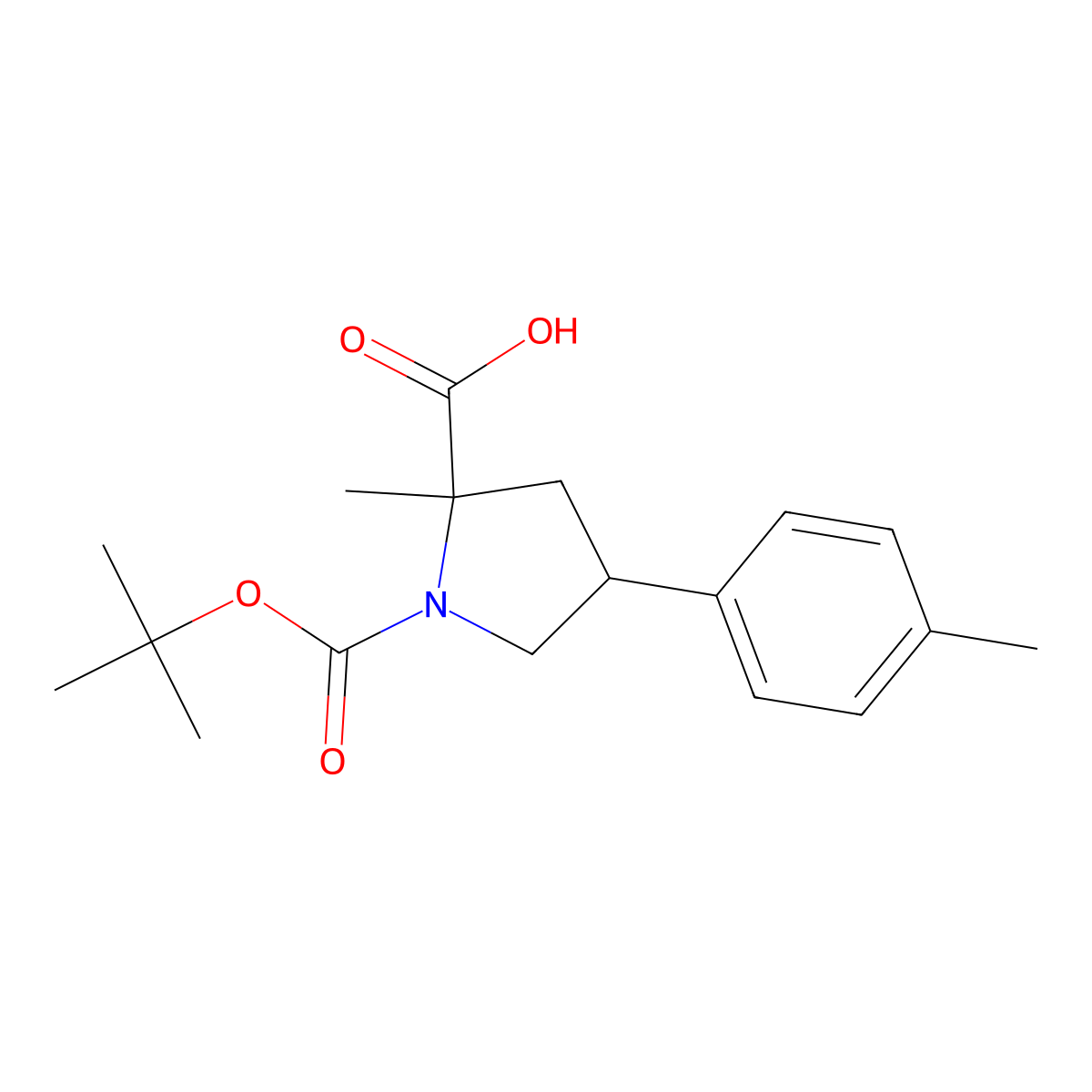 1-[(Tert-butoxy)carbonyl]-2-methyl-4-(4-methylphenyl)pyrrolidine-2-carboxylic acid molecular structure, CAS 2385225-48-7