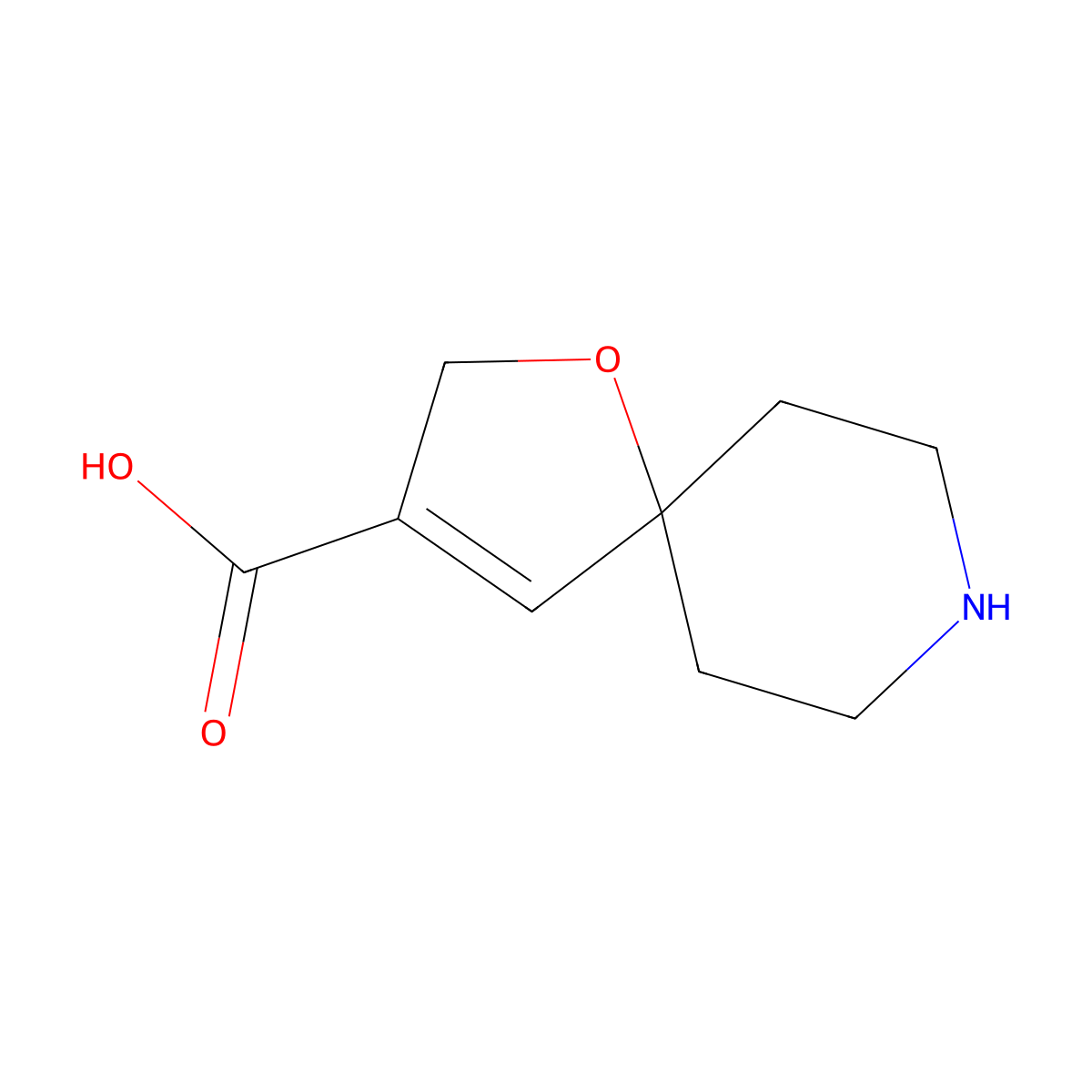 1-Oxa-8-azaspiro[4.5]dec-3-ene-3-carboxylic acid molecular structure, CAS 2385239-50-7