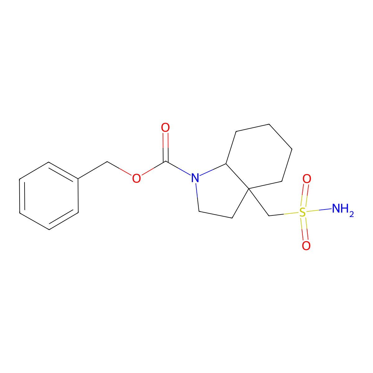 benzyl 3a-(sulfamoylmethyl)-octahydro-1H-indole-1-carboxylate molecular structure, CAS 2385252-79-7
