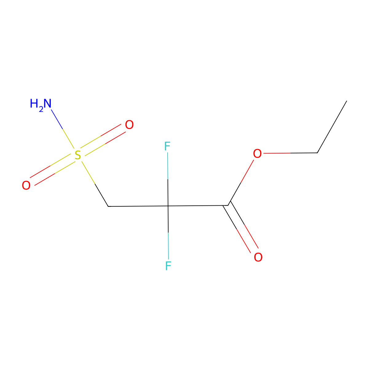 Ethyl 2,2-difluoro-3-sulfamoylpropanoate molecular structure, CAS 2385259-79-8