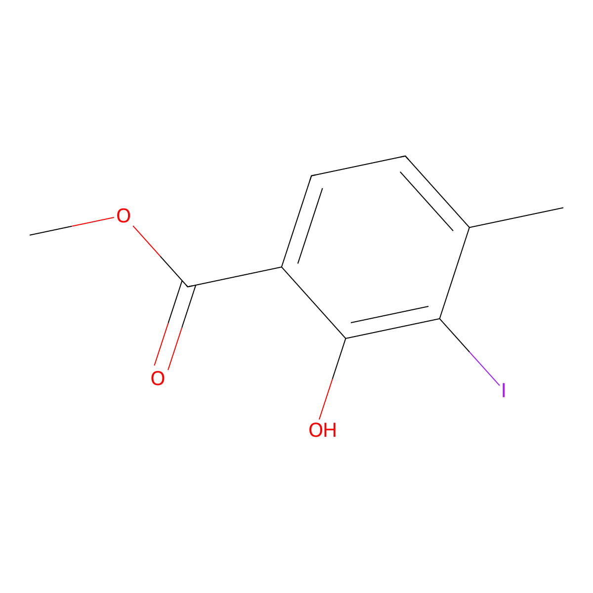 Methyl 2-hydroxy-3-iodo-4-methylbenzoate molecular structure, CAS 2385265-08-5