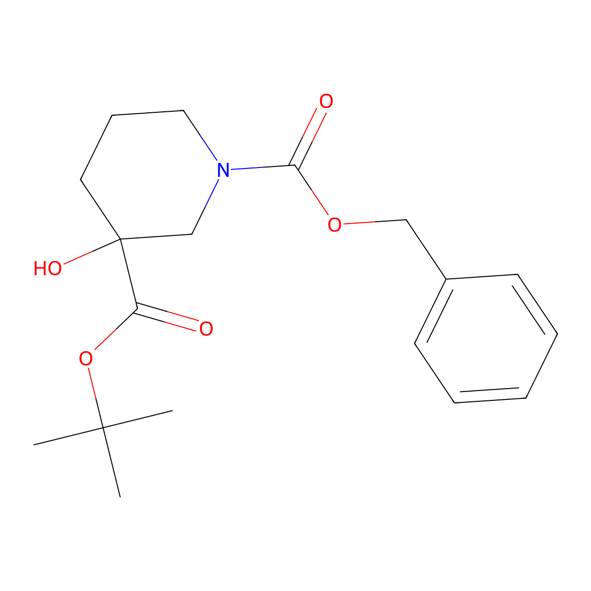 1-Benzyl 3-tert-butyl 3-hydroxypiperidine-1,3-dicarboxylate molecular structure, CAS 2385270-27-7