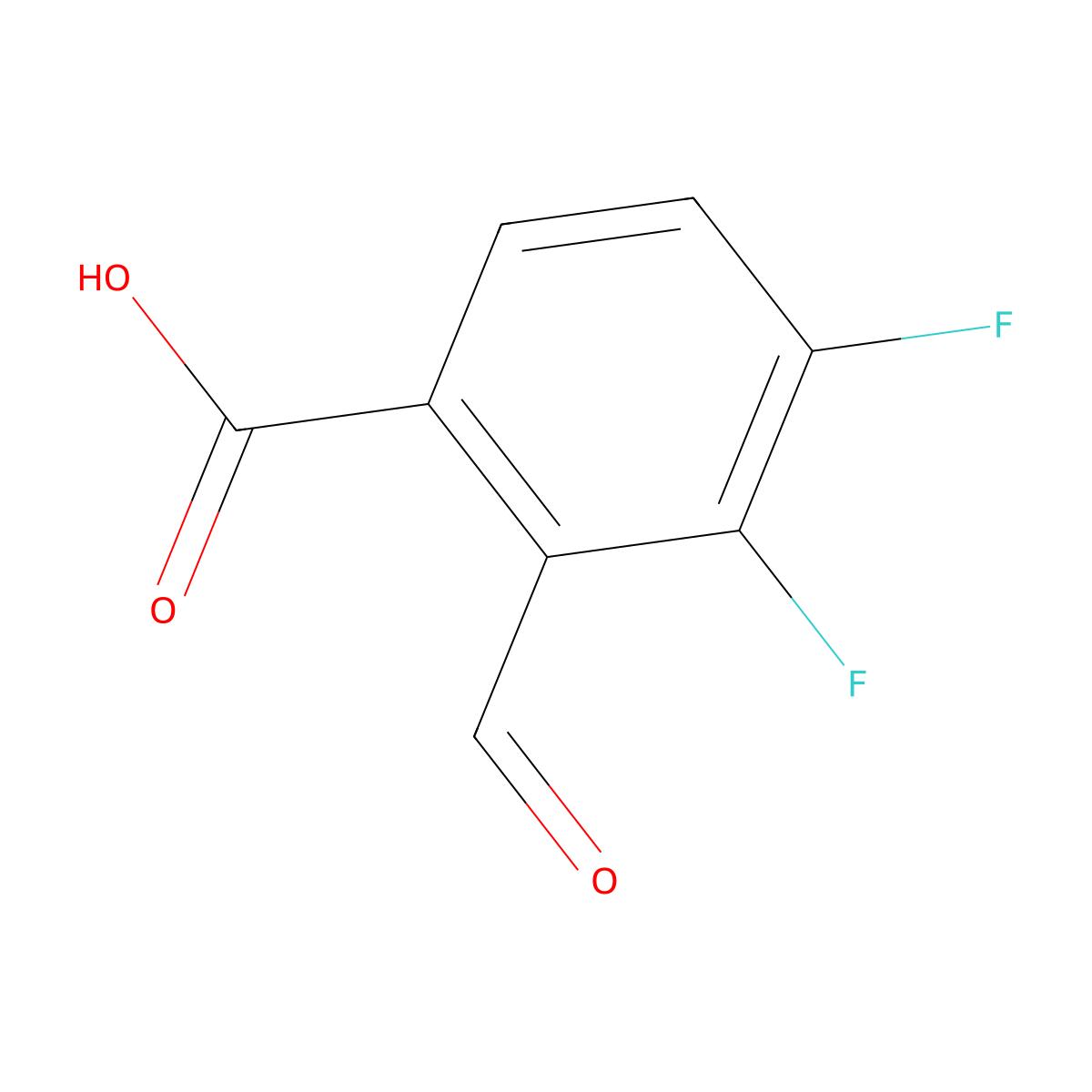 3,4-Difluoro-2-formylbenzoic acid molecular structure, CAS 2385273-71-0
