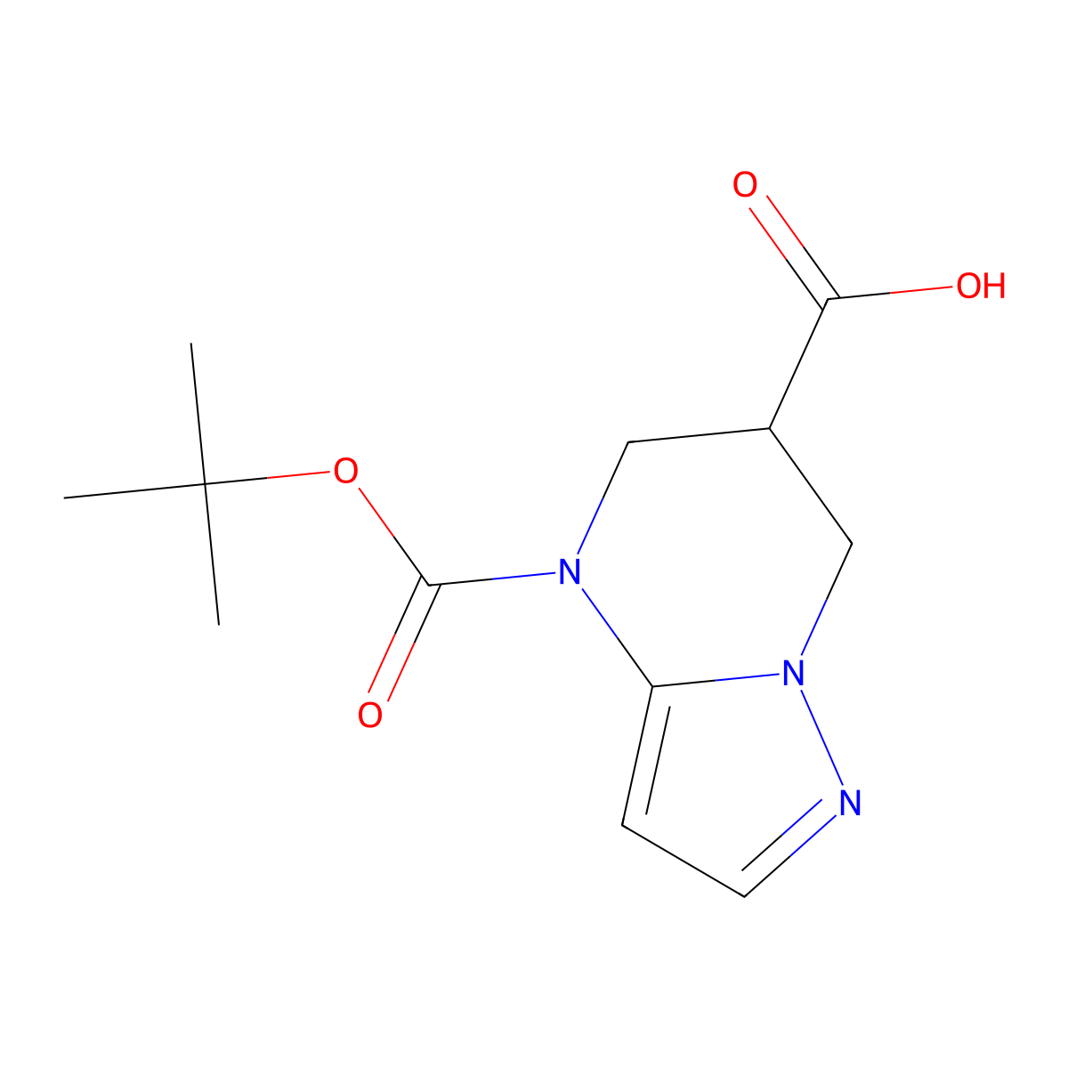4-[(tert-butoxy)carbonyl]-4H,5H,6H,7H-pyrazolo[1,5-a]pyrimidine-6-carboxylic acid molecular structure, CAS 2385278-95-3