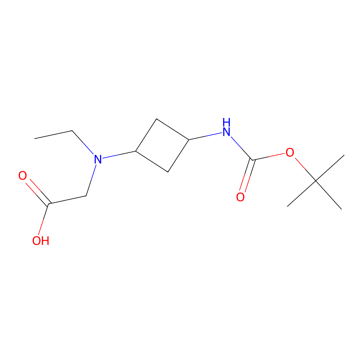 2-[(3-{[(Tert-butoxy)carbonyl]amino}cyclobutyl)(ethyl)amino]acetic acid molecular structure, CAS 2385279-05-8