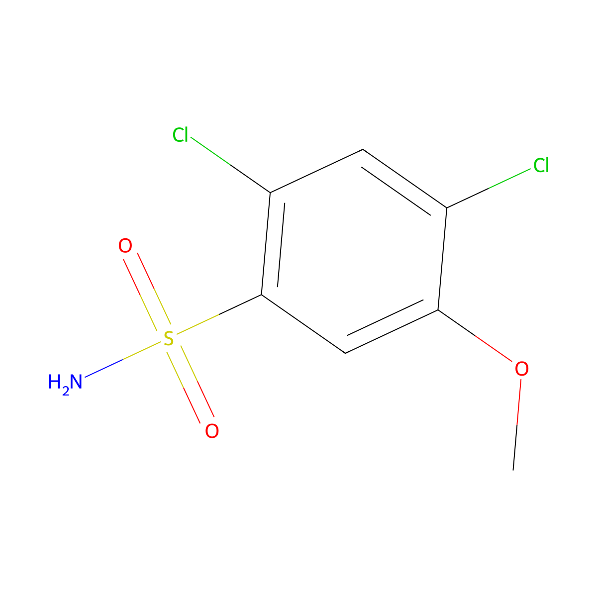 2,4-Dichloro-5-methoxybenzene-1-sulfonamide molecular structure, CAS 2385285-00-5