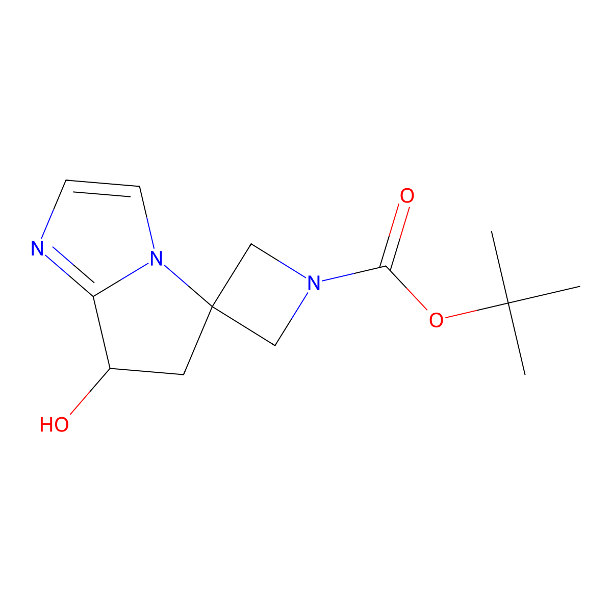 Tert-butyl 7'-hydroxy-6',7'-dihydrospiro[azetidine-3,5'-pyrrolo[1,2-a]imidazole]-1-carboxylate molecular structure, CAS 2385288-36-6