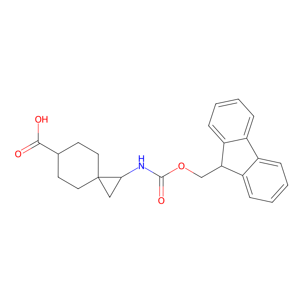 1-({[(9H-fluoren-9-yl)methoxy]carbonyl}amino)spiro[2.5]octane-6-carboxylic acid molecular structure, CAS 2385298-02-0