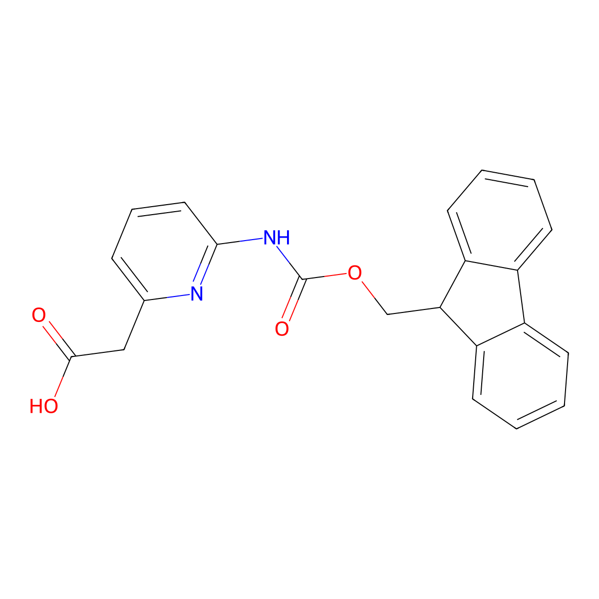 2-[6-({[(9H-fluoren-9-yl)methoxy]carbonyl}amino)pyridin-2-yl]acetic acid molecular structure, CAS 2385304-37-8