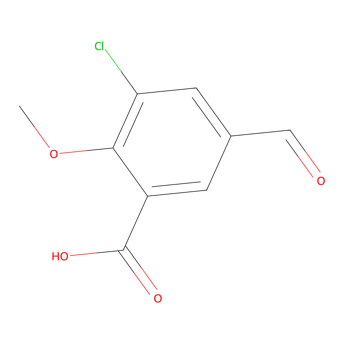 3-Chloro-5-formyl-2-methoxybenzoic acid molecular structure, CAS 2385305-00-8